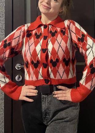 Zara свитер кофта  кардиган джемпер микки маус
