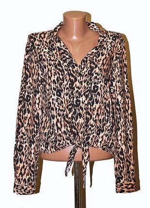 Віскозна блуза з зав'язками miss selfridge в леопардовий принт2 фото