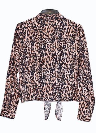 Вискозная блуза с завязками miss selfridge в леопардовый принт3 фото