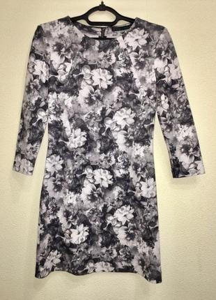 Плаття zara квітковий принт сіре строкате в квіточку