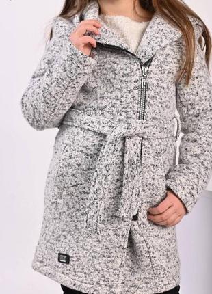Пальто стильное для девочки весна, демисезонное, пальто для дівчинки ,букле ,серое1 фото