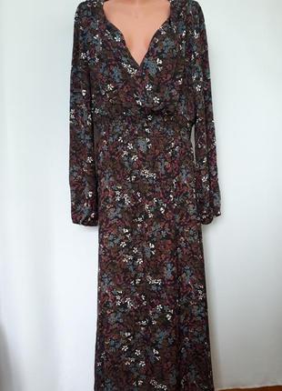Шикарное платье в цветочный принт (размер 14-16)1 фото