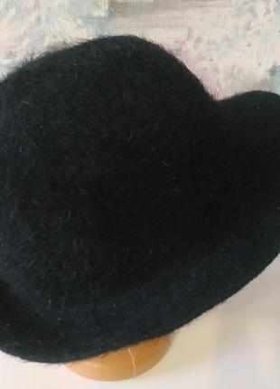 Шляпа шерстяная черная ,ангорова шляпа панама3 фото