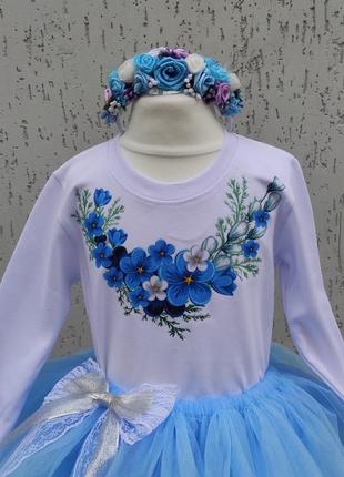 Костюм весни на 8 березня плаття проліска костюм підсніжника на свято матері в садочок голуба спідничка з фатину3 фото