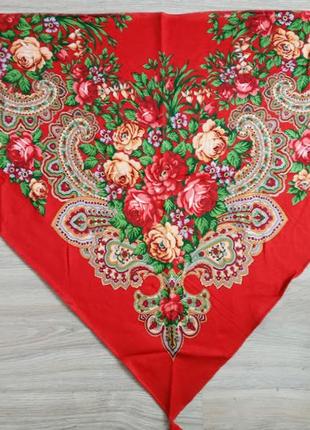 Теплая женская косынка на флисе, украинский национальный платок ,  в расцветках1 фото