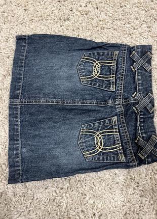 Модная юбка джинсовая юбка трапеция на кнопках на 4-6 лет7 фото
