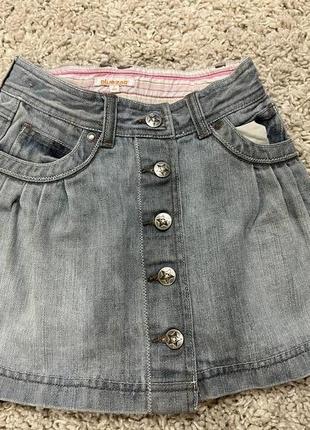 Джинсовая модная юбка на кнопках на 5-8 лет