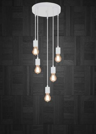 Стельова люстра на 5 ламп ceiling-5g (e27, коло, білий, 1 м) підвісний світильник3 фото