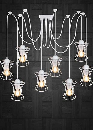 Підвісна люстра павук на 8-ламп sandbox-8 e27 білий 1,5 м.