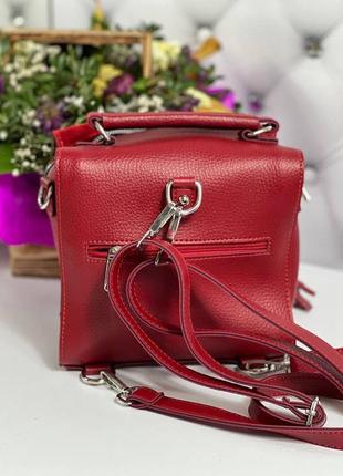 Городской сумка-рюкзак красный женский4 фото