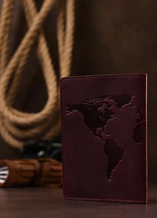 Обложка на паспорт кожаная бордовый2 фото