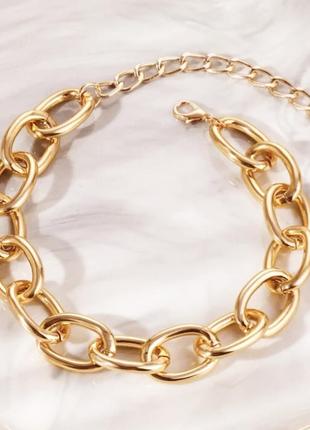 Массивная цепь чокер цвет золото крупная цепочка золотая золотистая акцентная...