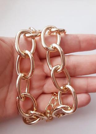 Массивная цепь чокер цвет золото крупная цепочка золотая золотистая акцентная...