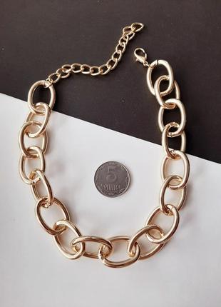 Массивная цепь чокер цвет золото крупная цепочка золотая золотистая акцентная...