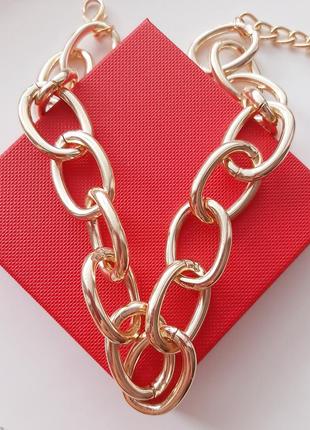 Массивная цепь чокер цвет золото крупная цепочка золотая золотистая акцентная...