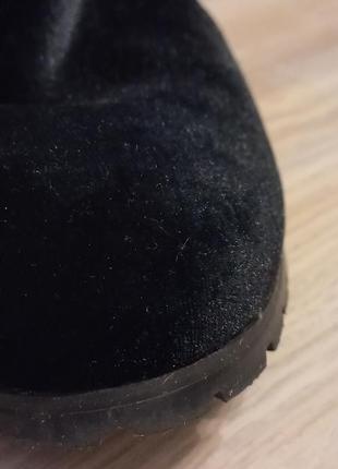 Велюрові чорні чобітки черевики ботильйони демісезонні3 фото