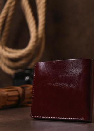 Кожаное стильное портмоне shvigel 16442 бордовый6 фото