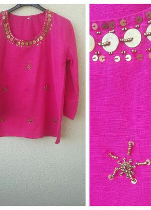 Яркая и красивая блуза цвета фуксии на каждый день l-xl