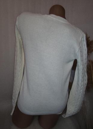 🔥 красивый базовый белый свитер с косами💥3 фото