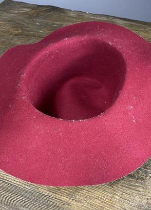 Шляпа фетровая бордовая, стильная,5 фото