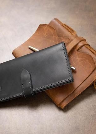 Стильное матовое мужское портмоне grande pelle 11560 черный9 фото