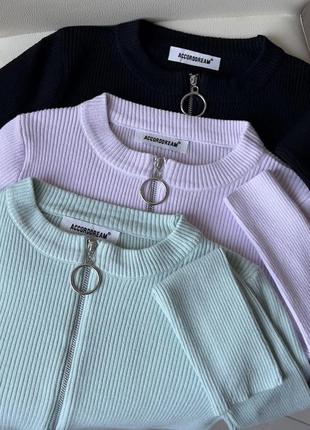 Кофта з замочком рубчик водолазка гольф светр светер джемпер пуловер3 фото