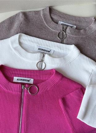 Кофта з замочком рубчик водолазка гольф светр светер джемпер пуловер2 фото