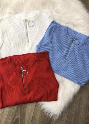 Кофта з замочком рубчик водолазка гольф светр светер джемпер пуловер4 фото
