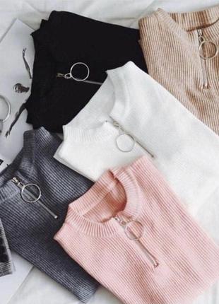 Кофта з замочком рубчик водолазка гольф светр светер джемпер пуловер