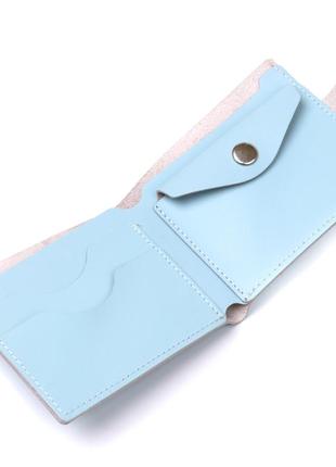 Кожаное женское портмоне shvigel 16449 голубой4 фото