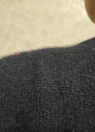Вовняний з ангорой укороченый чорний кардиган з вишивкою st.michael6 фото