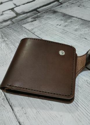 Мужской кожаный кошелек ручной работы из кожи бутеро.3 фото