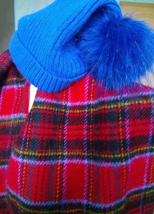 Шапка бини голубая miss selfridge кэжуал с помпоном/шапочка синяя вязаная без утеплителя4 фото