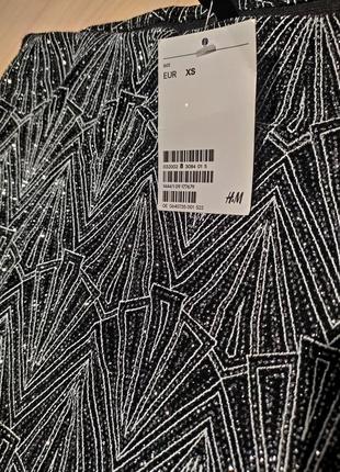 Блестящая нарядная мини юбка h&m divided, красивая миньюбка серебро стрейч3 фото