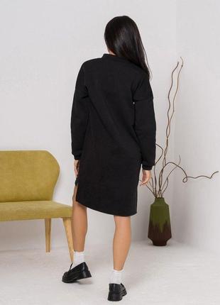 Чорне утеплене флісом асиметричне плаття3 фото