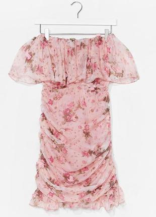 Невероятное, воздушное, шифоновое платье nasty gal со сборками и рюшей3 фото