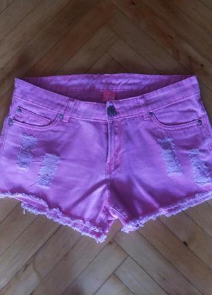 Рваные джинсовые шорты розовые s
