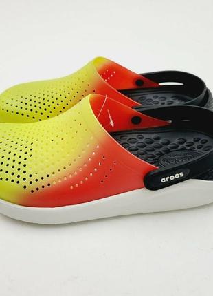 Желтые сабо crocs literide color dip clog  lime punch/scarlet/almost white2 фото