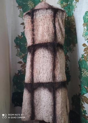 Rome sity fashion стильный длинный жилет из натурального меха р.40-505 фото