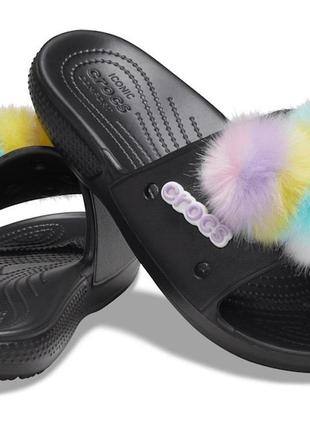 Шлепанцы, слайды крокс crocs classic fur sure slide , 37, 38