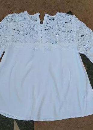 Біла мереживна блузка блузка сорочка з розмір