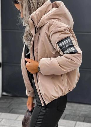 Стильная куртка качество светло-бежевая женская новинка этого сезона2 фото