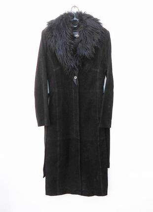 Демисезонное весеннее длинное классическое черное кожаное замшевое пальто тренч 🌿