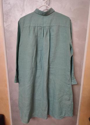 Платье рубашка льняное robert friedman мятного цвета8 фото