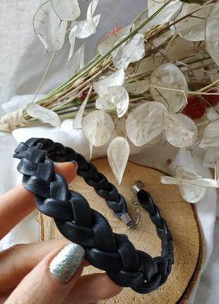 Колье из натуральной кожи "косичка"