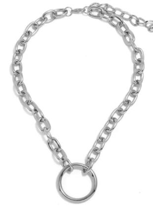 Стильная цепь-чокер цепочка серебристая в цвете под серебро ожерелье колье эффектная цепочка серебряная серебристая браслет5 фото