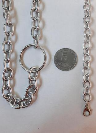 Стильная цепь-чокер цепочка серебристая в цвете под серебро ожерелье колье эффектная цепочка серебряная серебристая браслет3 фото