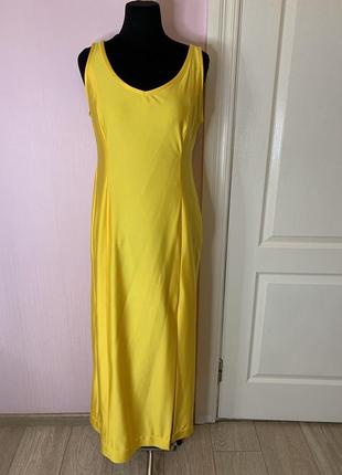 Желтое неоновое макси платье с разрезом, для выступления, фотосессии2 фото
