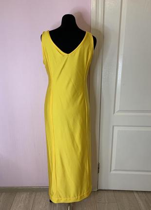Желтое неоновое макси платье с разрезом, для выступления, фотосессии6 фото