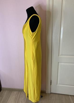 Желтое неоновое макси платье с разрезом, для выступления, фотосессии4 фото